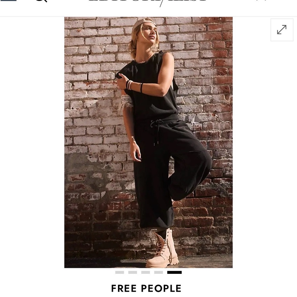 Free People Black Wide-Leg Drawstring Jumpsuit